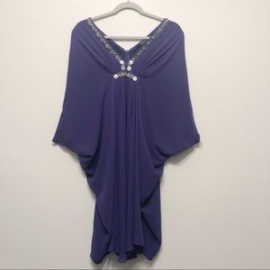 Naeem Khan Timeless Embellished Purple Silk Dress